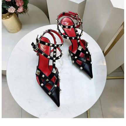 Nuovi Sandali con Tacco Alto e Borchie Primavera/Estate 2026, Sandali a Punta con Tacco Sottile, Scarpe Singole con Borchie platinumshop