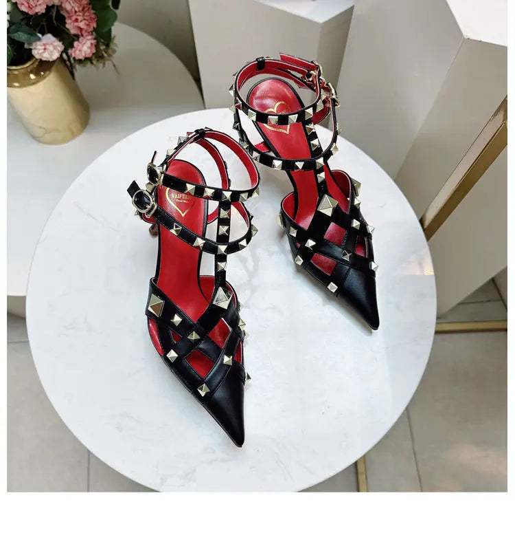 Nuovi Sandali con Tacco Alto e Borchie Primavera/Estate 2026, Sandali a Punta con Tacco Sottile, Scarpe Singole con Borchie platinumshop
