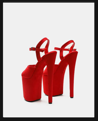 Purple Super High Heel Nightclub Stage Shoes Women 20CM Stiletto Suede Pole Dance Sandals Model Catwalk Show Summer High Heels