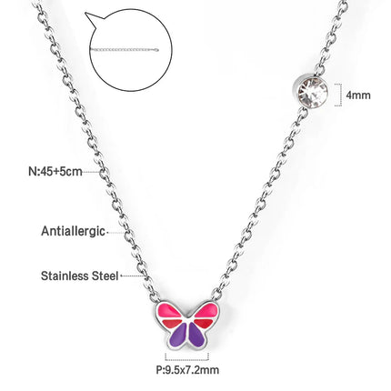 LUXUSTEEL Round CZ Pendant Necklace For Women White Colorful Cubic Zirconia Stainless Steel Collar Simple Luxury Wedding Jewelry PlatiNum