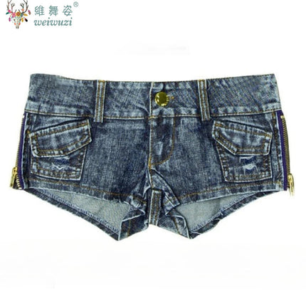 Charming Button Low Waist Denim Shorts Women Clothing Fashion Jeans Super Shorts NightClub DJ Pole Dance DS Party Hot Pants PlatiNum