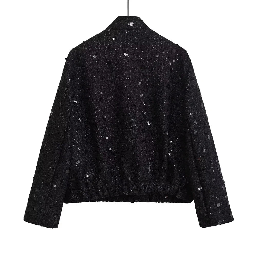 2024 women's clothing 2024 autumn and winter new casual temperament sequin small fragrant style jacket 7925/993