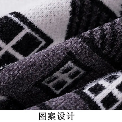 Men's wool pullovers 2025 men winter korean style grid pattern warm Sweaters O-neck men sweaters autumn men size M-3XL