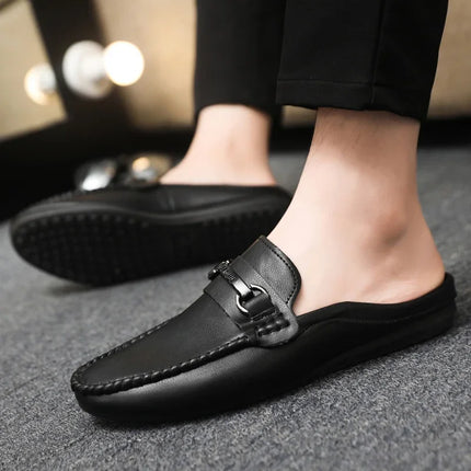 Mocassini Estivi da Uomo in Pelle Comodi e Leggeri, Scarpe Casual Morbide e Piatte, Ciabatte Quotidiane da Uomo