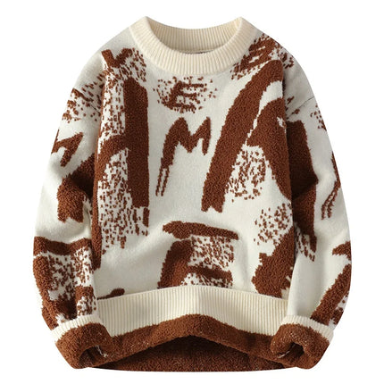 Autumn Winter Men Knitted Sweater Panda Printing Casual Round Neck Pullovers Sweater Designer Quality Men Clothing Jumper