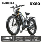 BURCHDA RX80 Bicicletta Elettrica da Montagna 1000W 50KM/H, Batteria al Litio 48V20AH, Pneumatici Fat 4.0 da 26 Pollici, E-Bike per Adulti