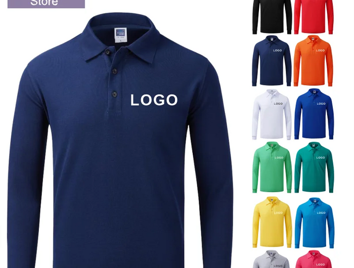 Long sleeve polo shirt in breathable cotton Personal Company Group Design Custom Logo print embroidery Casual men's and women's tops