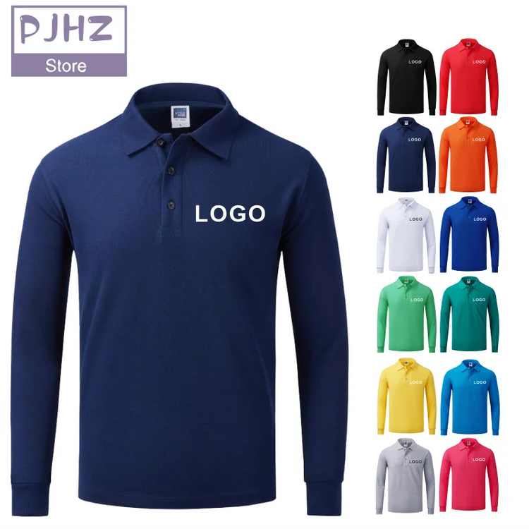 Polo a maniche lunghe in cotone traspirante Personal Company Group Design Logo personalizzato stampa ricamo Casual uomo e donna top