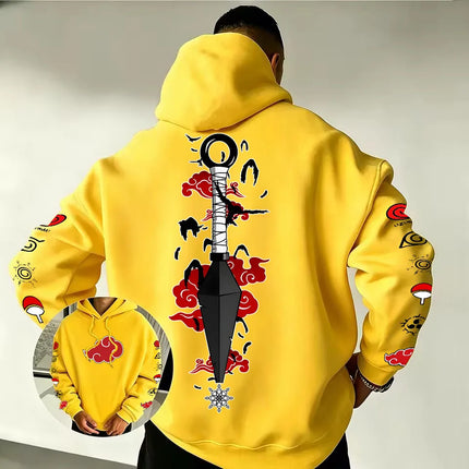 Naruto Akatsuki Kunai Hoodie 2026 New Japanese Anime Fashion Y2K Casual Sportswear Men's Couple Style Hooded Sweatshirt