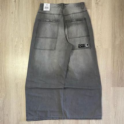 Jeans Larghi da Donna Y2K Gothic Hip Hop Joker con Stampa Retrò e Ricami a Lettere, Nuova Moda Americana 2026