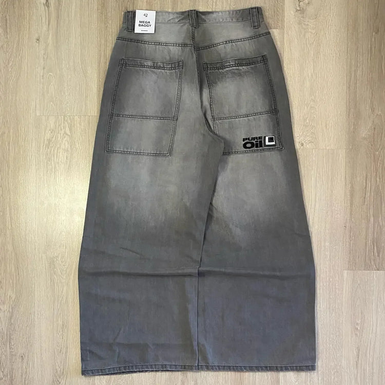 Jeans Larghi da Donna Y2K Gothic Hip Hop Joker con Stampa Retrò e Ricami a Lettere, Nuova Moda Americana 2026