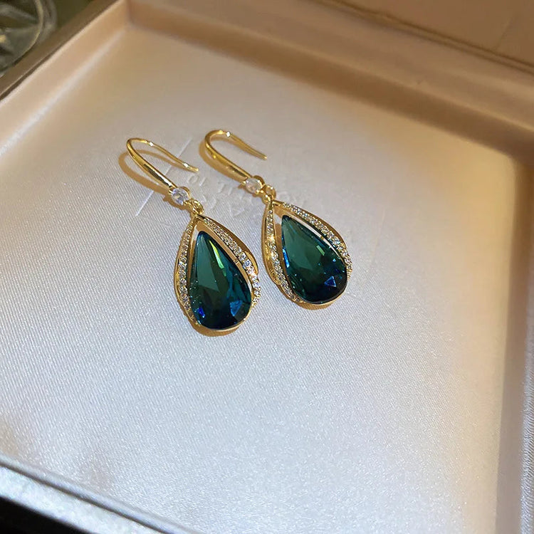 Korean Fashion Zircon Water Drop Earrings for Women Shiny Crystal Long Pendant Dangle Earring Girls Wedding Party Jewelry Gifts PlatiNum