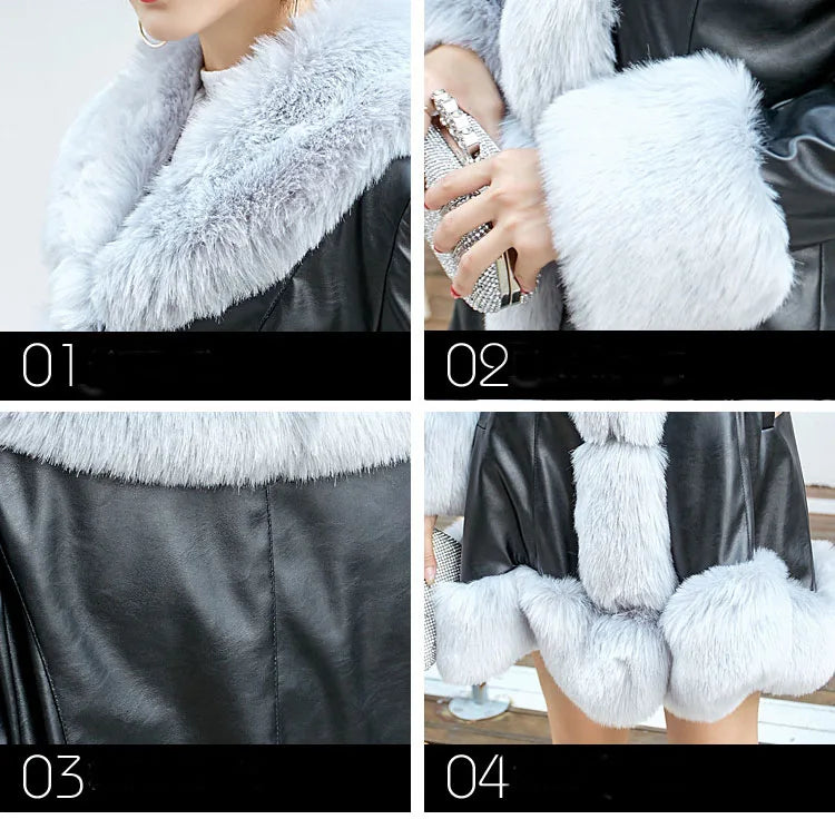 Hot Sale Winter Women's Faux Fur High Quality Faux Sheepskin Coats Keep Warm With Fur Fox Collars Slim Female Furs