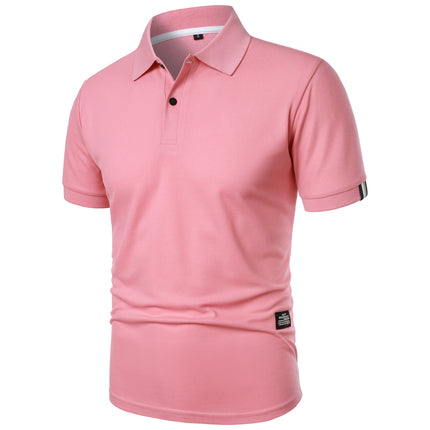 Men's Casual Short Sleeve Button-Up Lapel Solid Color T-Shirt