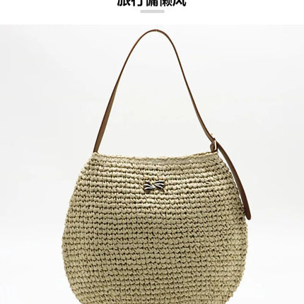Borsa a Spalla da Donna Estiva in Paglia Intrecciata, Borsa Grande Capacità Artigianale in Rattan, Borsa Tote di Lusso Designer da Spiaggia