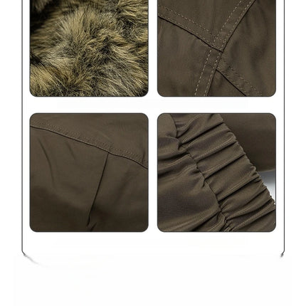 Mens Korean Streetwear Thick Warm Jacket Winter Fleece Lined Fur Collar High Quality Cold Proof Heavyweight Outdoor Thermal Coat
