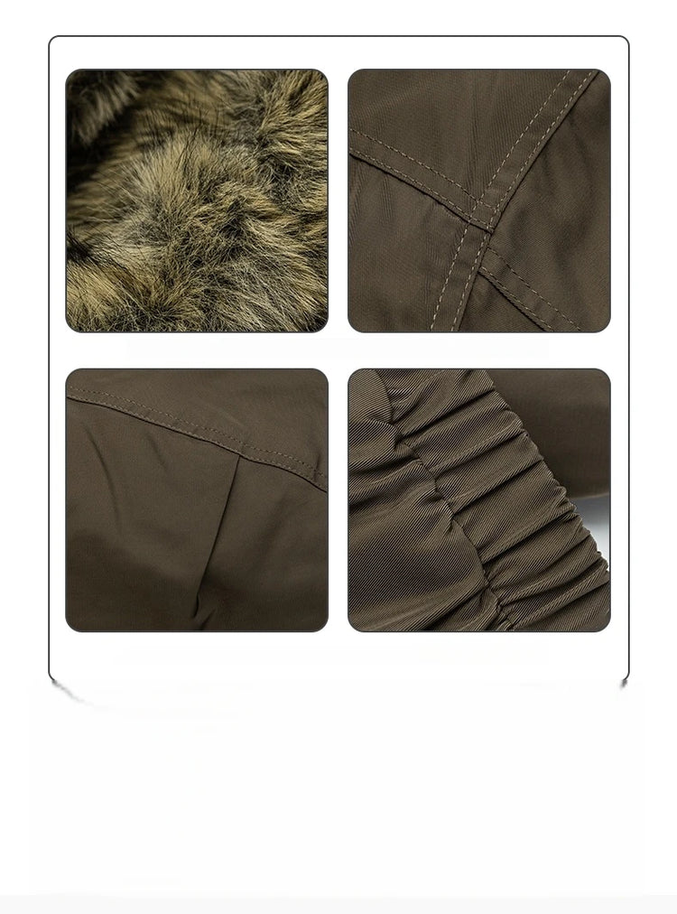 Mens Korean Streetwear Thick Warm Jacket Winter Fleece Lined Fur Collar High Quality Cold Proof Heavyweight Outdoor Thermal Coat