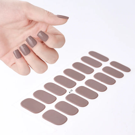 1Sheet Cured Gel Nail Strips Sticker Long-Lasting Nail Polish Strips Wraps Full Cover Gel Nail Art Stickers UV/LED Lamp Required
