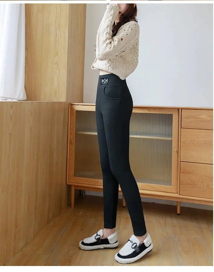 Women's Slim Fit Fleece Leggings,Winter Thick Warm Outer Wear Tight Ankle Pants,Soft Stretchy Cozy,Fashionable Bottoms,for Daily