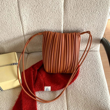 Summer Fashion New Crossbody Bag Women's PU Single Shoulder Mini Bag Luxury Versatile Pleated Casual Small Square Bag Handbags PlatiNum