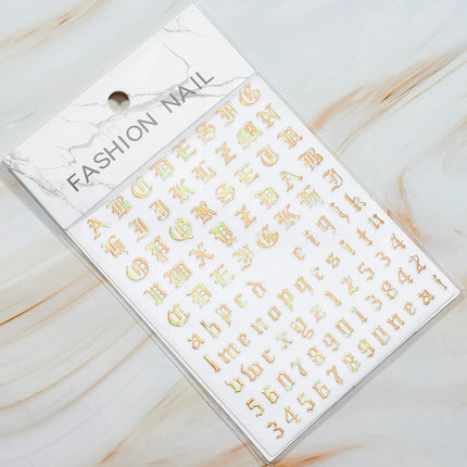 1PC 26-English Alphabet Number 3D Self-adhesive Nail Art Decal Sticker Word Small Letter Nail Decals Sticker Manicure Decoration