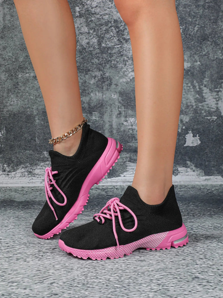 Breathable Socks Shoes Women Lightweight Knitted Casual Sneakers Non-slip Walking Footwear Outdoor Jogging Fitness Sports PlatiNum