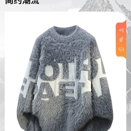 2026 Winter Fashion Sweater Men Casual Knit Pullovers Mens Thick Warm letter pattern Sweaters Men's Daily Warm sweaters male
