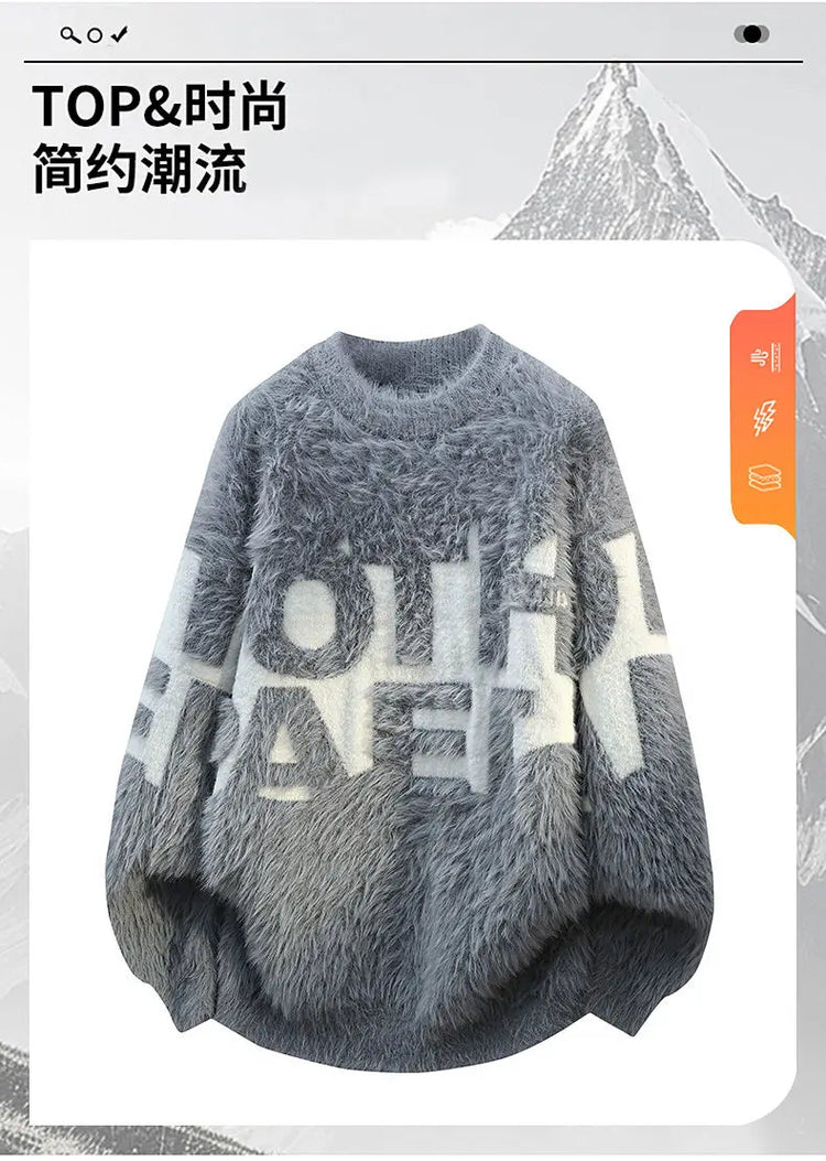 2026 Winter Fashion Sweater Men Casual Knit Pullovers Mens Thick Warm letter pattern Sweaters Men's Daily Warm sweaters male