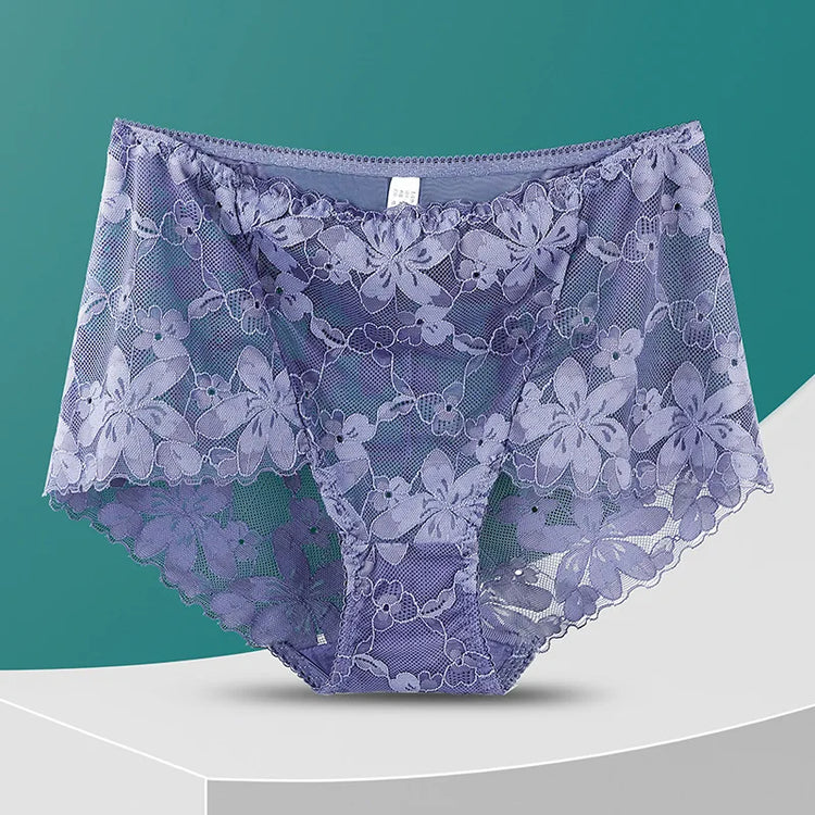 Transparent Lace Briefs Women Panties Girls Summer Underpants Plus Size Underwear Solid Color Sexy Lingerie XXL