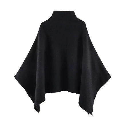 Asymmetric Knit Poncho Cape Loose Solid Color Minimalist Warm Shawl Wrap Outerwear Commuter High Street Pullover 202606H