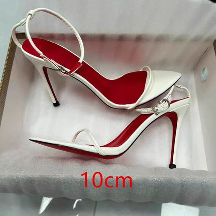 Ultra Slim One Strap High Heels Lace Up Sexy Wristband Plus Size Stiletto Euro American Sandals Women PlatiNum