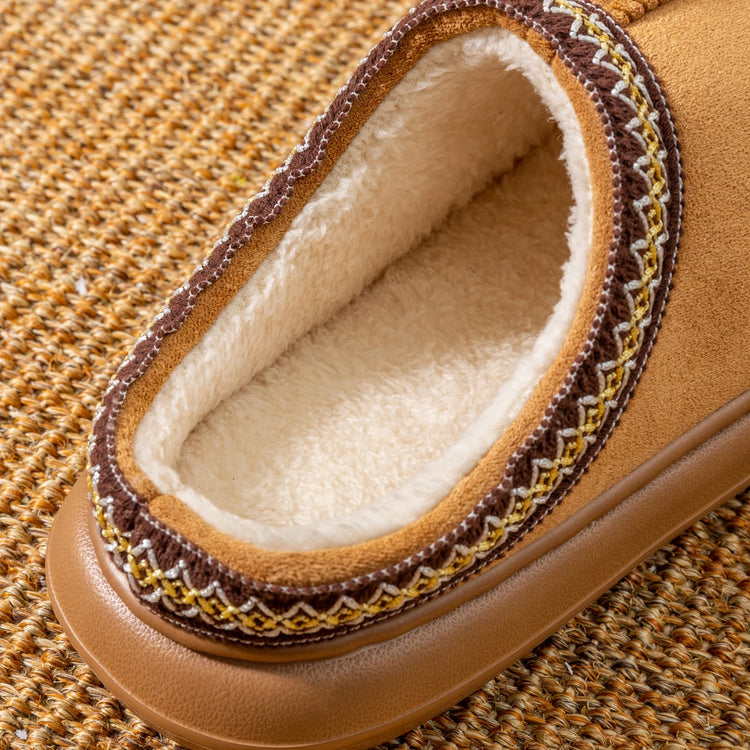 Men's Plush Fleece Lined Slippers Winter Warm House Shoes with Thick EVA Sole for Indoor/Outdoor Use Cozy Non-Slip Home Footwear