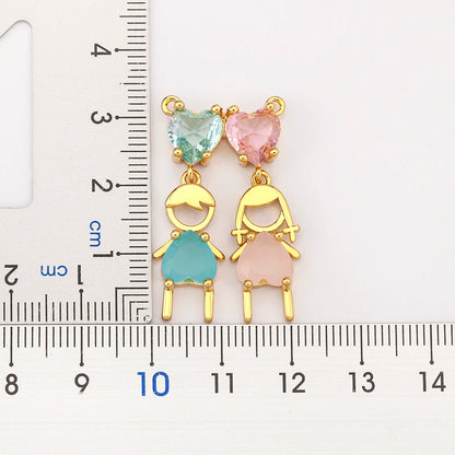 AIBEF Cuore Strass Ragazza e Ragazza Donna Ciondolo Collana Madre Cubic Zirconia Rame Dolce e Carino Gioielli Regalo di Fascino per Bambini