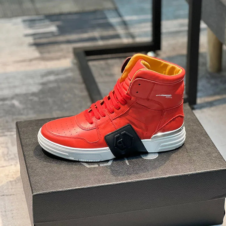 Luxury Designer's Autumn Winter New Men's Sneakers Water Diamond High Top Men's Running Shoes Fashion Leather Casual Short Boots