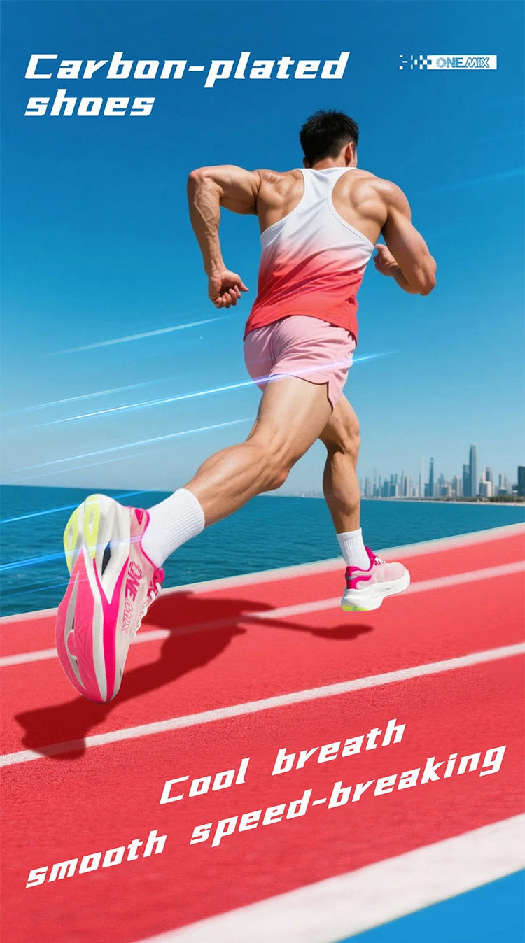 ONEMIX Nuove Scarpe da Corsa Professionali Marathon con Piastra in Carbonio a Tutta Lunghezza, Supporto Stabile e Assorbimento degli Urti, Ultra Leggere PlatiNum