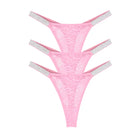 3pcs Sexy Thongs Lace Women Underwear Perspective Floral Panties Low Rise Two Shiny Belts G-string Comfortable Intimate Lingerie