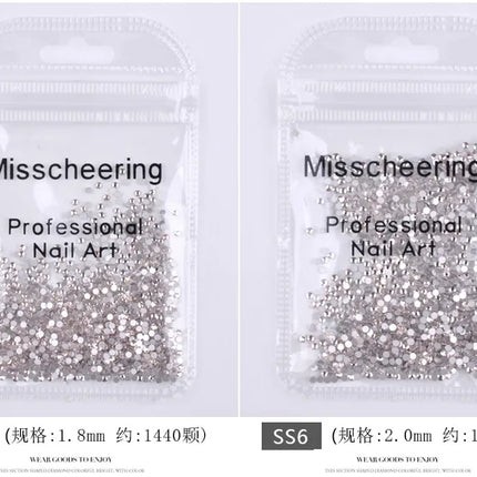 144/288 /1440pcs SS3-SS50 Crystal AB Clear Nail Rhinestones Non Hotfix Flat Back Stones DIY Strass Nail Art Decor Accessories