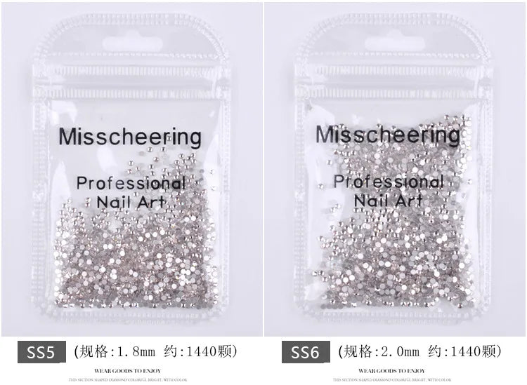 144/288 /1440pcs SS3-SS50 Crystal AB Clear Nail Rhinestones Non Hotfix Flat Back Stones DIY Strass Nail Art Decor Accessories