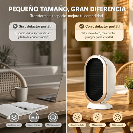 Portable 400W Low-Consumption PTC Electric Heater for Desk and Home, Mini Ceramic Fast-Heating Heater with Automatic Shut-Off