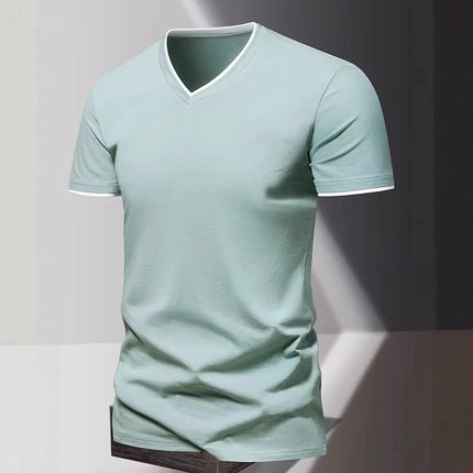 Men's Short Sleeve V-Neck T-Shirt, Men's Sporty Casual T-Shirt, Plain Simple Trendy Basic T-Shirt