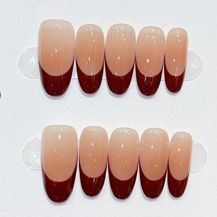 10Pcs Handmade Press on Nails Full Cover Rhinestone Design French Almond False Nails Artificial Wearable Manicure Nail Tips Art