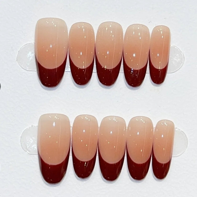 10Pcs Handmade Press on Nails Full Cover Rhinestone Design French Almond False Nails Artificial Wearable Manicure Nail Tips Art