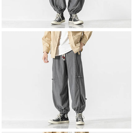 Pantaloni da uomo caldi di vendita autunno stile cinese pantaloni larghi larghi vintage moda uomo pantaloni lanterna con coulisse Harajuku solidi