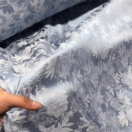 Tessuto jacquard con motivo peonia in rilievo bicolore al metro per gonne, pigiami, cucito, tessuto Hanfu stampato, delicato sulla pelle, sottile e morbido