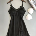 Abito da notte sexy in raso di seta da donna Camicie da notte senza maniche Camicia da notte con sco
