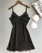Abito da notte sexy in raso di seta da donna Camicie da notte senza maniche Camicia da notte con sco