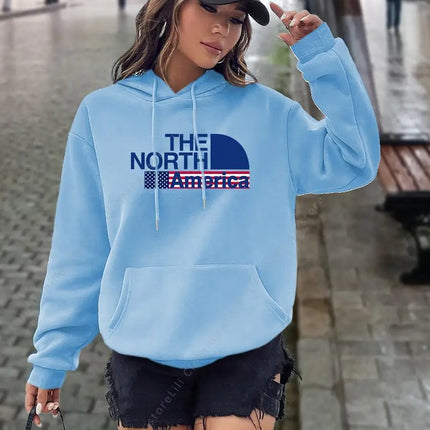North America letter Print Hoodies Women tops Sweatshirt Aesthetic Hooded Shirt pink designer Luxury clothing Woman y2k clothes