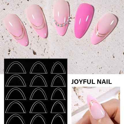 1pc 6 Style Hollow out French Manicure Nail Art Stickers, V-Shaped Strip-Type Simple Design Self-Adhesive Nail Tips Guides Frenc