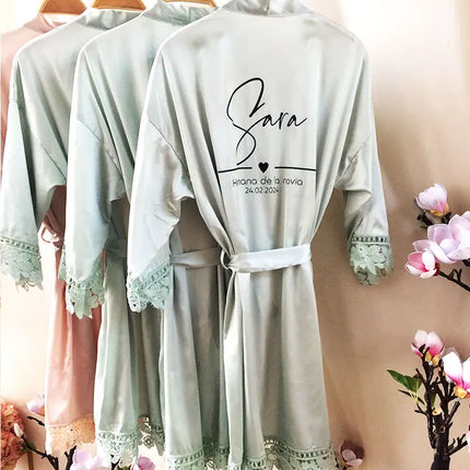 Hermana De La Novia Robes Personalizzato Madre De La Novia Kimono Personalizzato Setoso Abito da sposa da damigella d'onore Vestaglie estive in raso