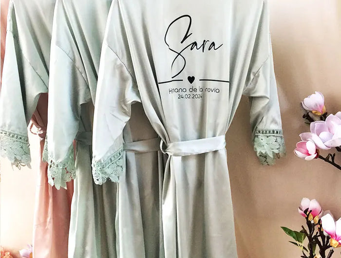 Hermana De La Novia Robes Personalizzato Madre De La Novia Kimono Personalizzato Setoso Abito da sposa da damigella d'onore Vestaglie estive in raso